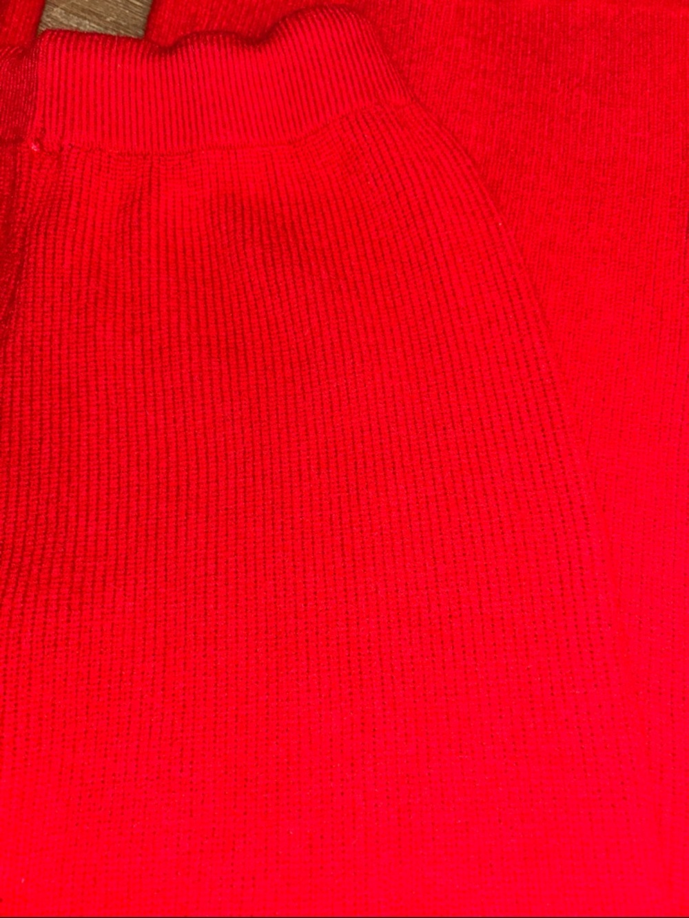 Red Wide-Leg Knit Pants with Drawstring - Picture 4 of 6